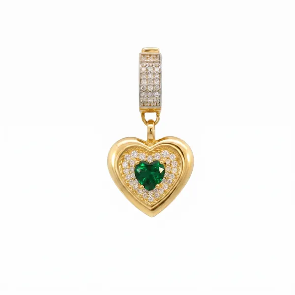 Yeşil Taşlı Kalp Charm