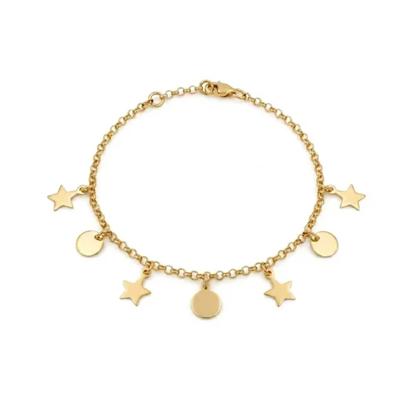Yıldız ve Daire Plakalı Charm Bileklik